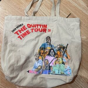 Zach Bryan's Quittin Time Tour 24 Beige Tote Bag